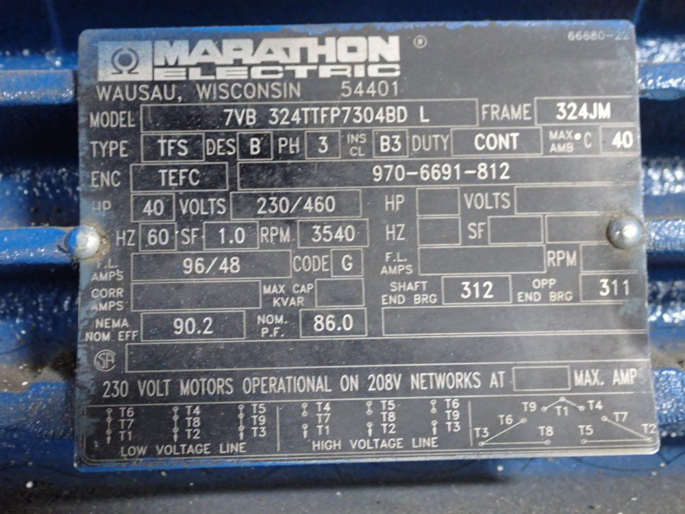 Marathon 40 Hp Pump - 7vb 324ttfp7304bdl