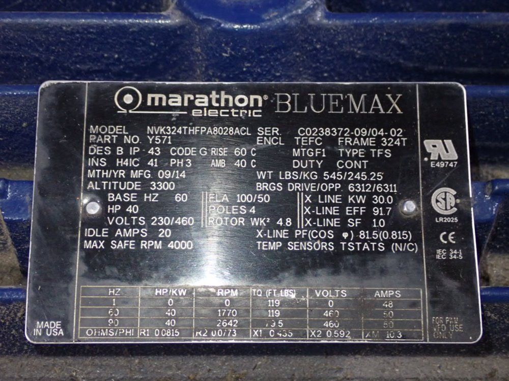 Marathon 40 Hp Motor - Nvk324thfpa8028acl