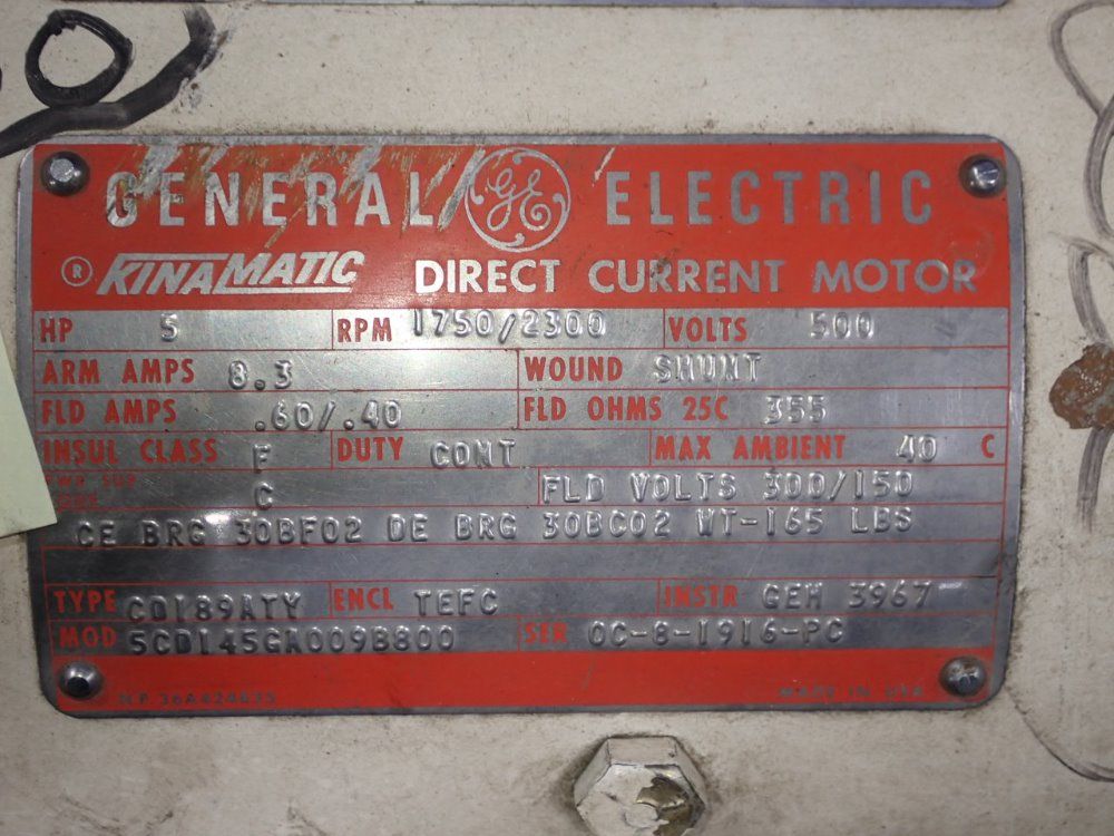 General Electric 5 Hp Dc Motor - Cdi89aty