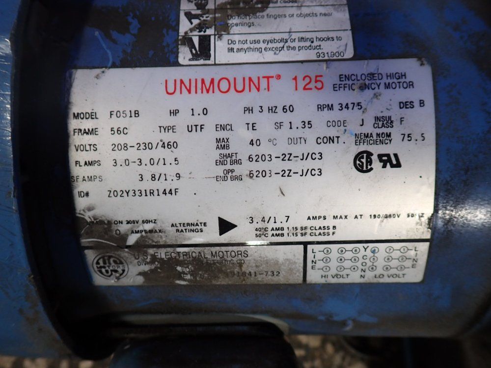 Us Motors 1 Hp Centrifugal Blower