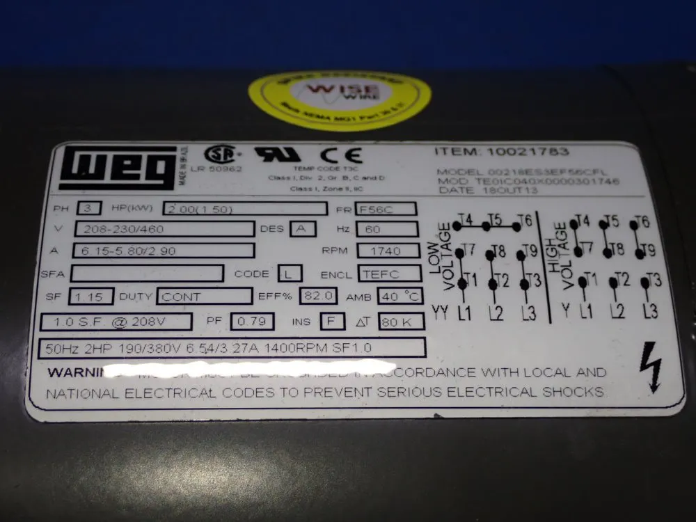 Weg 2 Hp Motor - 00218es3ef56cfl