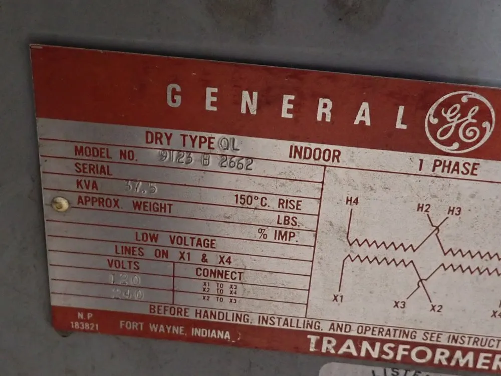 General Electric 37.5 Kva Transformer - 9t23b2662