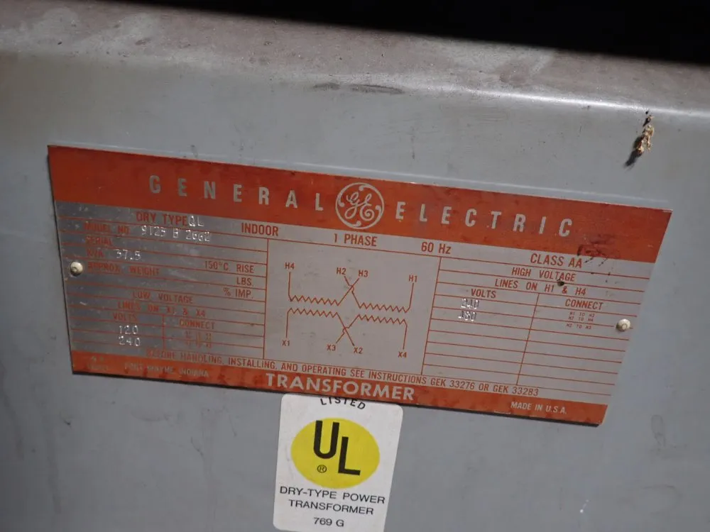 General Electric 37.5 Kva Transformer - 9t23b2662