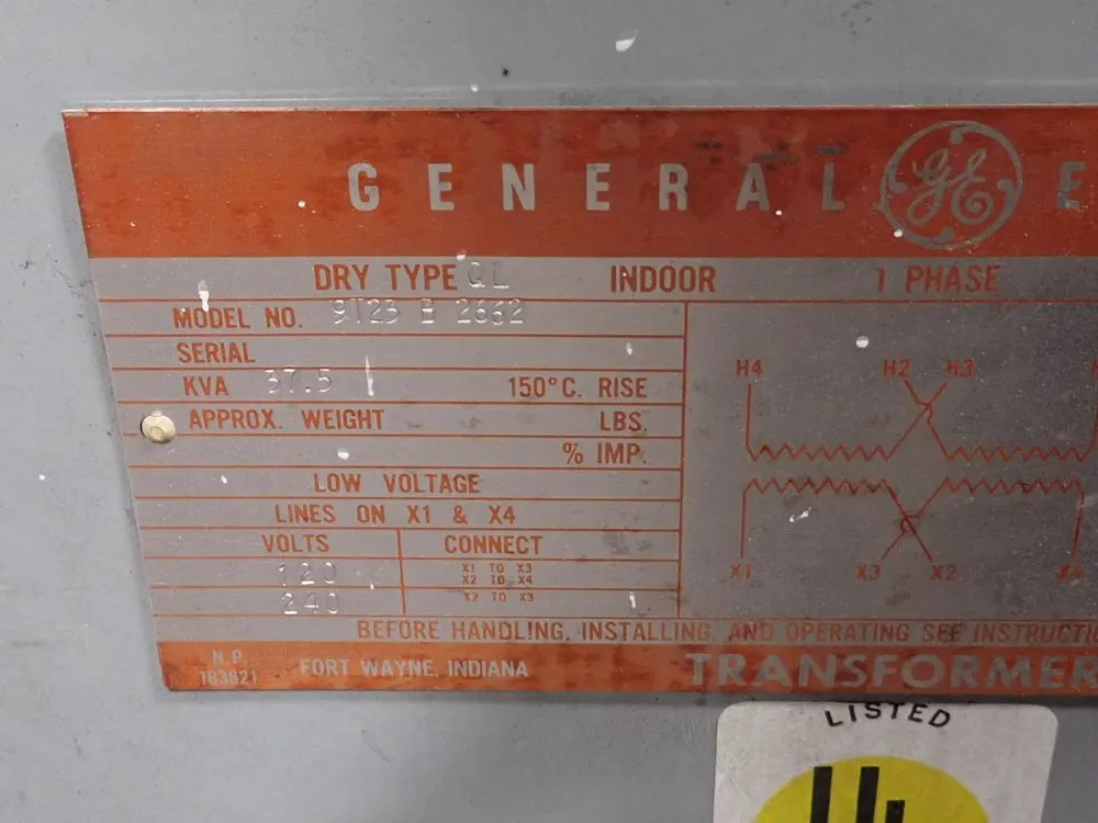 General Electric 37.5 Kva Transformer - 9t23b2662