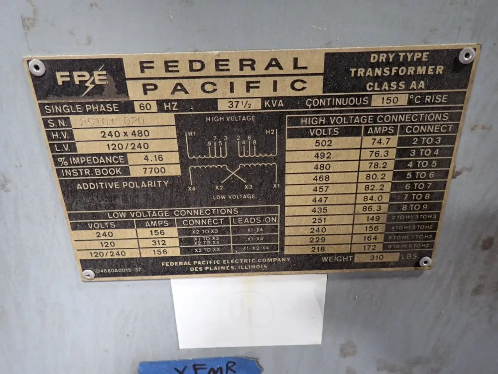 Federal Pacific 37.5 Kva Transformer