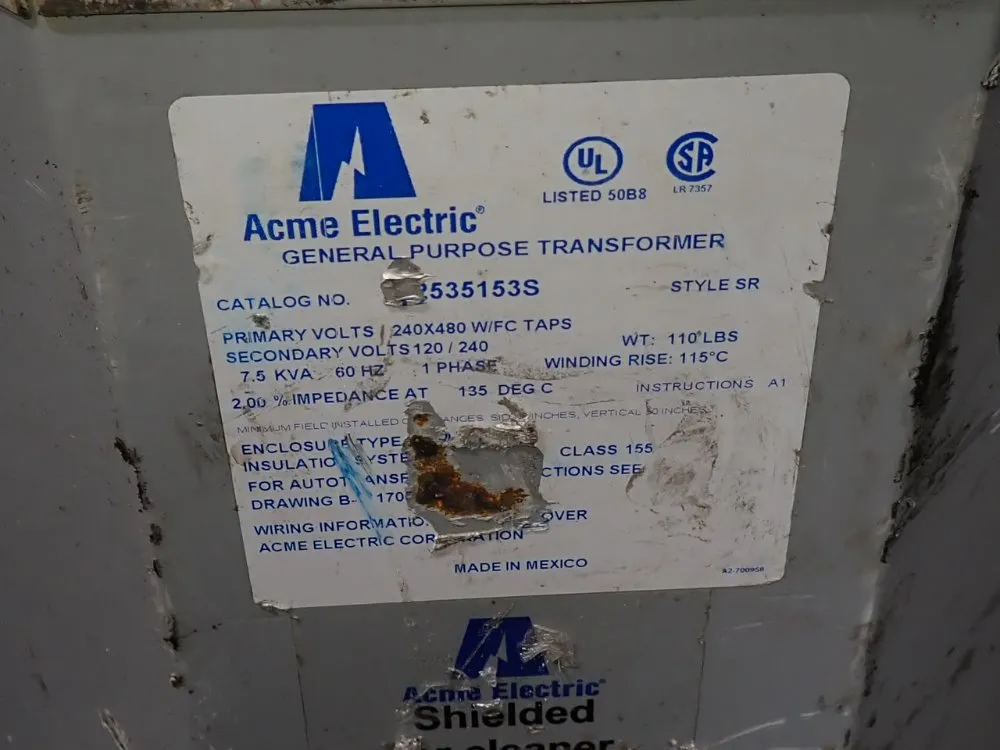 Acme Electric 7.5 Kva Transformer