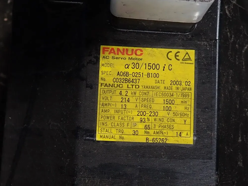 Fanuc 4.2 Kw Servo Motor - A06b-0251-b100