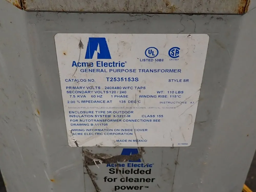 Acme Electric 7.5 Kva Transformer - T2535153s