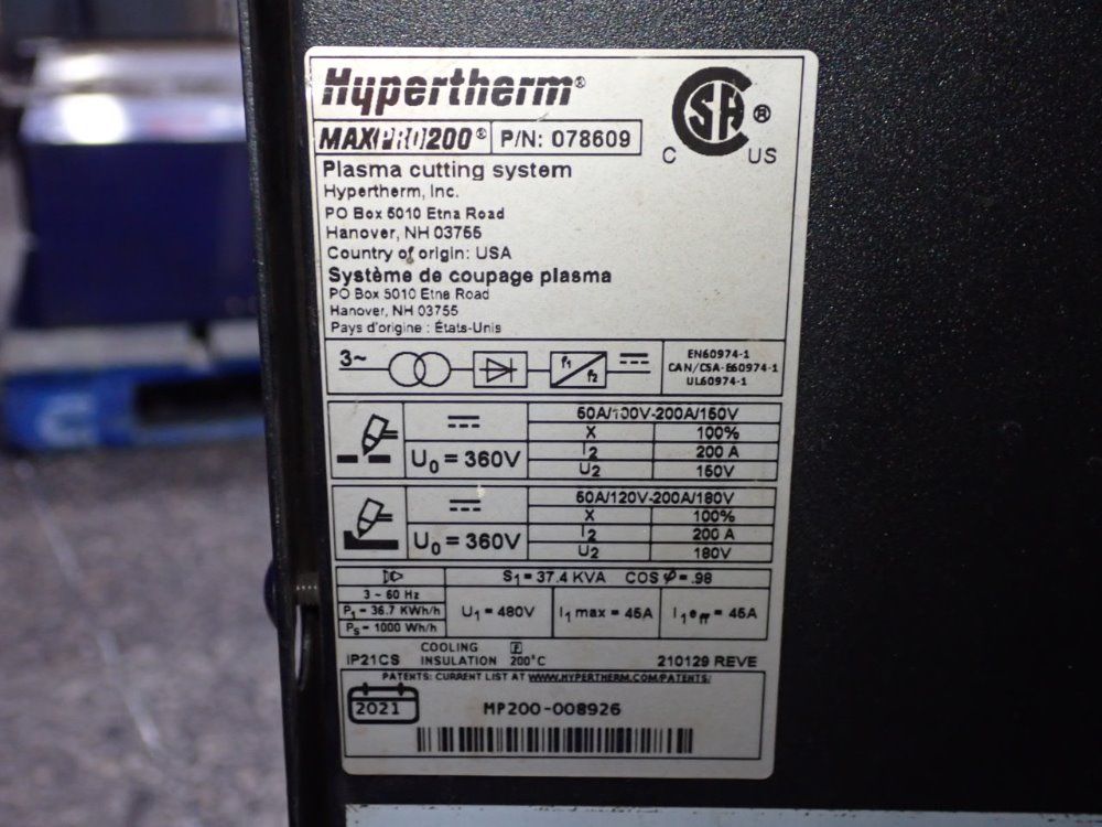 Hypertherm Plasma Cutting System - Maxpro200