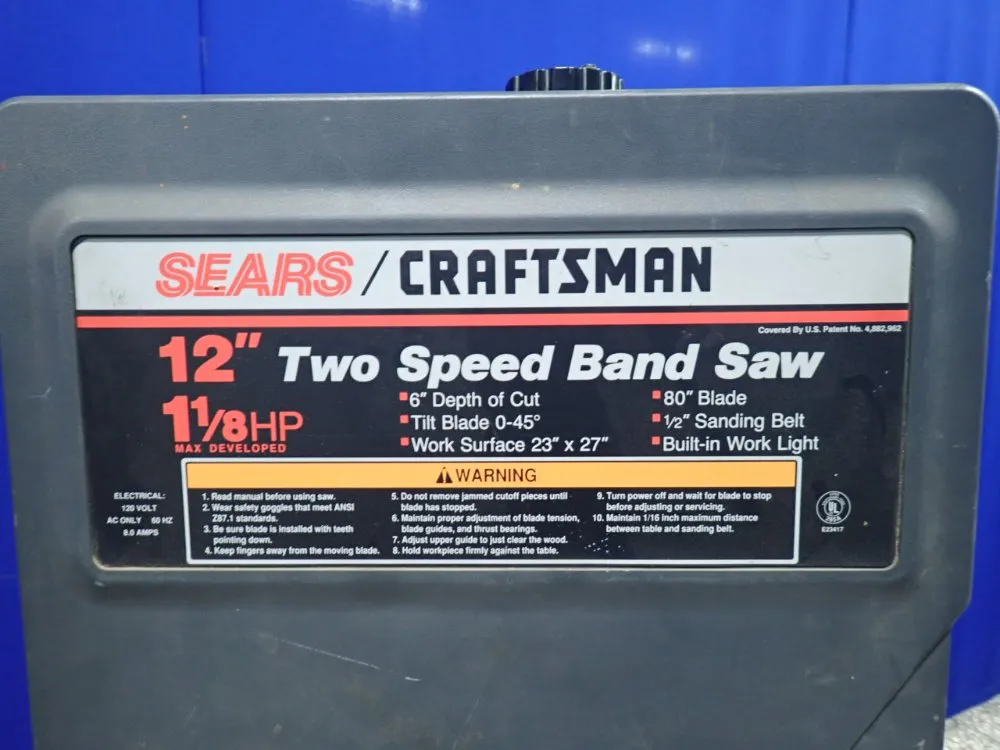 Sears/craftsman 12" Vertical Band Saw - 113.248322