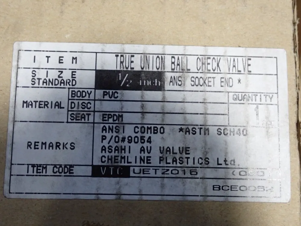 Ryanherco, True Union Ball Check Valve