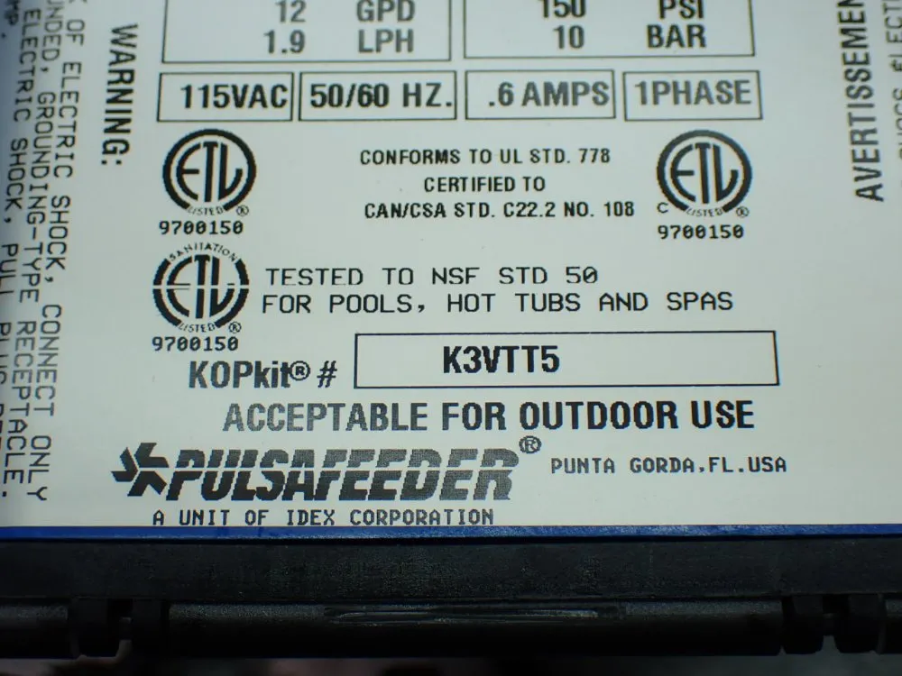 Pulsafeeder 1.9lph 150psi Metering Pump - Lvb3sa-vtt5-xxx