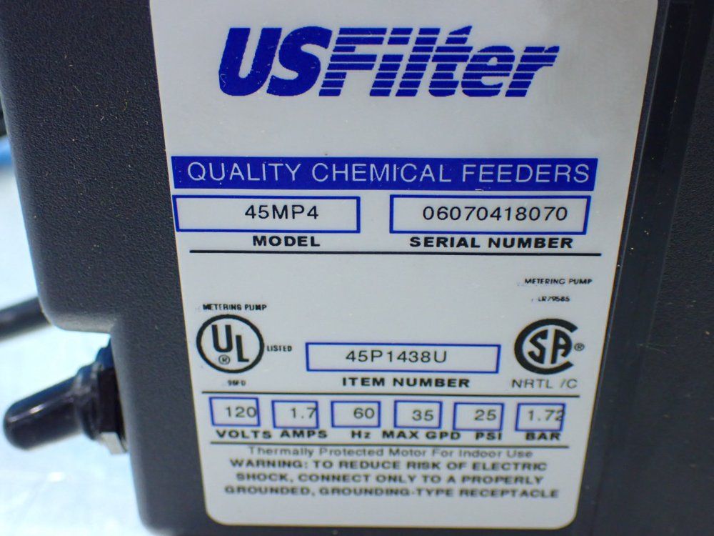 Us Filter 35gpm 25psi Stenner Metering Pump - 45mp4