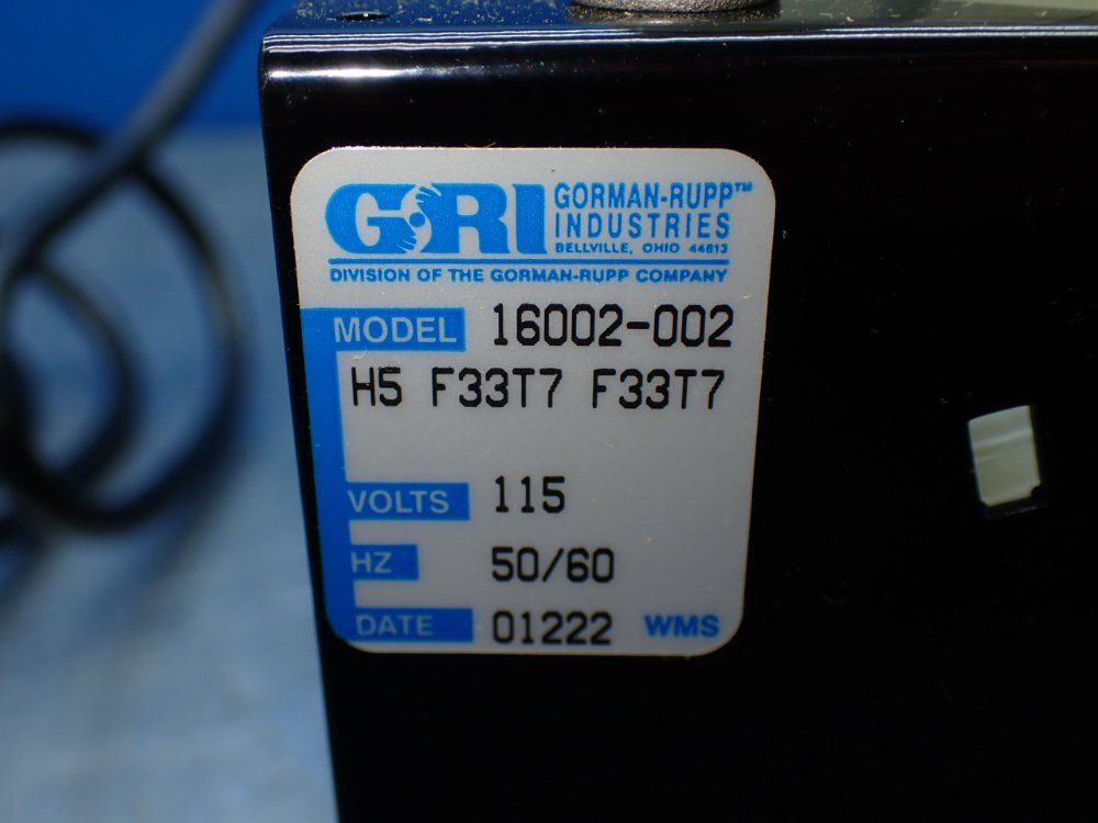 Gorman-rupp Dual Compact Bellows Pump - 16002-002 H5 F33t7 F33t7