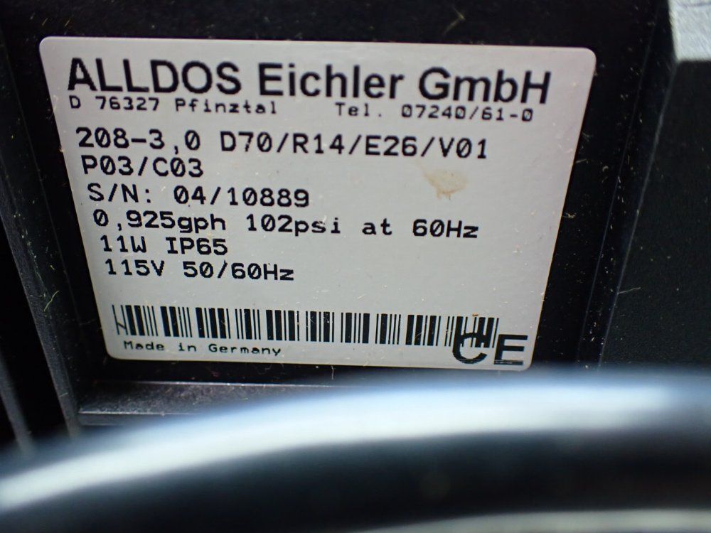 Aldos Eichler 0.925gph 102psi Metering Pump - 208-3,0 D70/r14/e26/v01