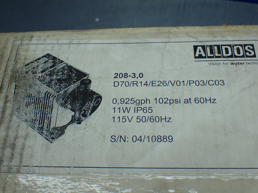 Aldos Eichler 0.925gph 102psi Metering Pump - 208-3,0 D70/r14/e26/v01