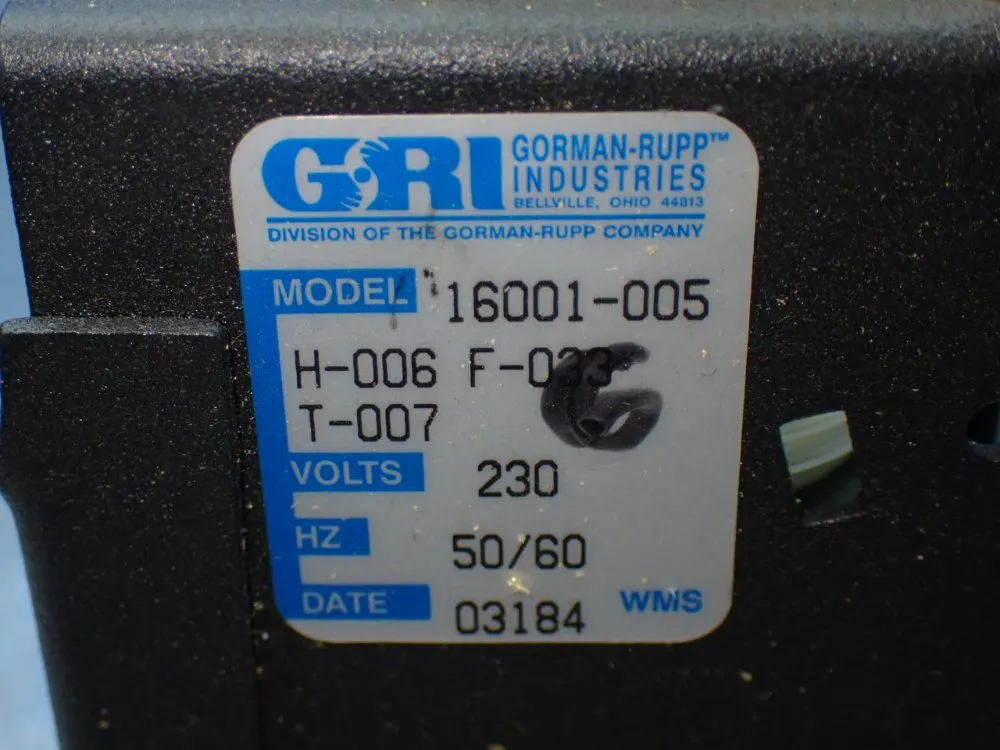 Gorman-rupp Compact Bellows Pump - 16001-005 H-006 F-033-t-007