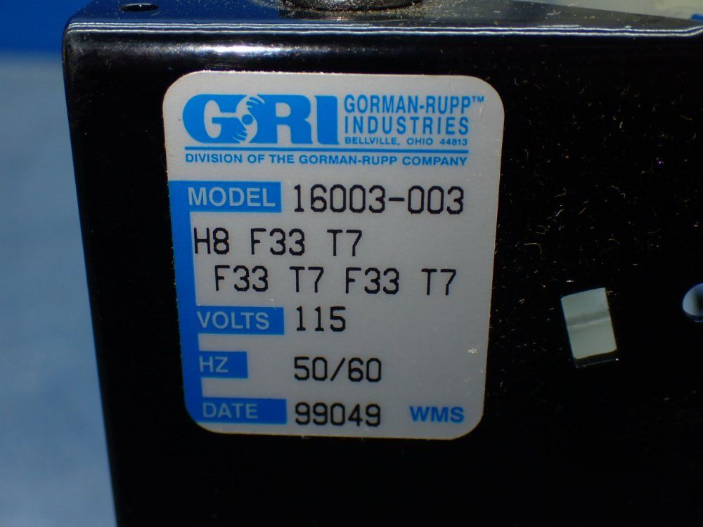 Gorman-rupp Triple Compact Bellows Pump - 16003-003 H8 F33 T7