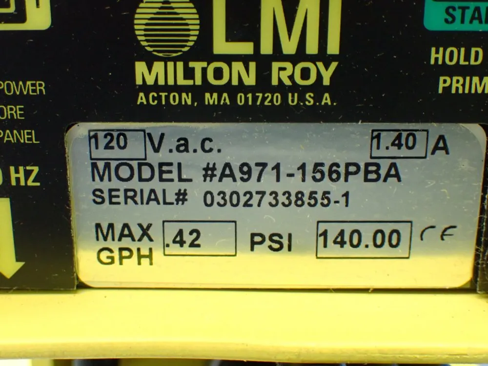 Lmi Milton Roy 0.42gph 140psi Metering Pump - A971-156pba