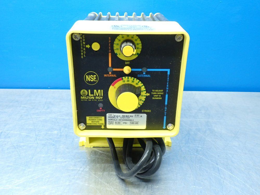 Lmi Milton Roy 4gph 100psi Metering Pump - C721-72t