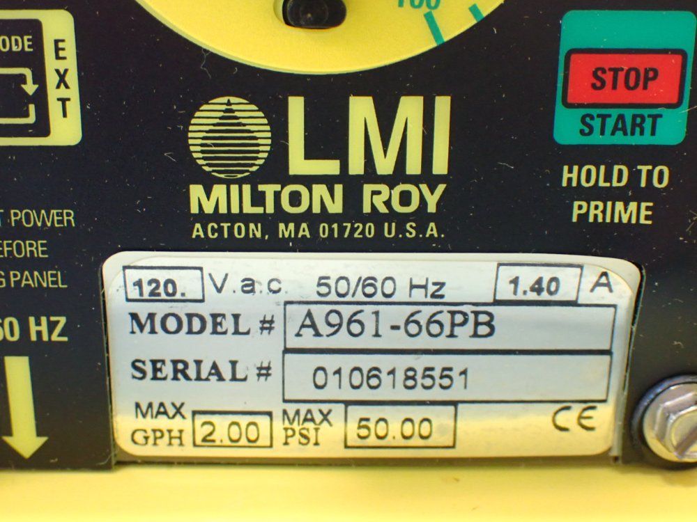 Lmi Milton Roy 2gph 50psi Metering Pump - A961-66pb