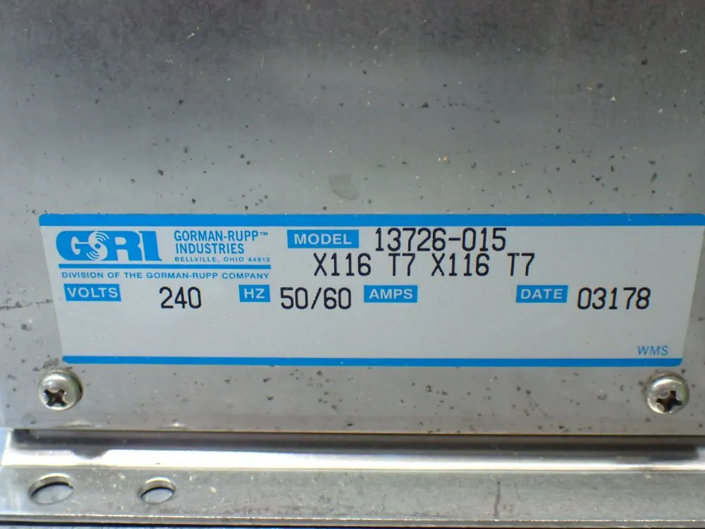 Gorman-rupp Tandem Bellows Metering Pump - 13726-015 X116 T7 X116 T7