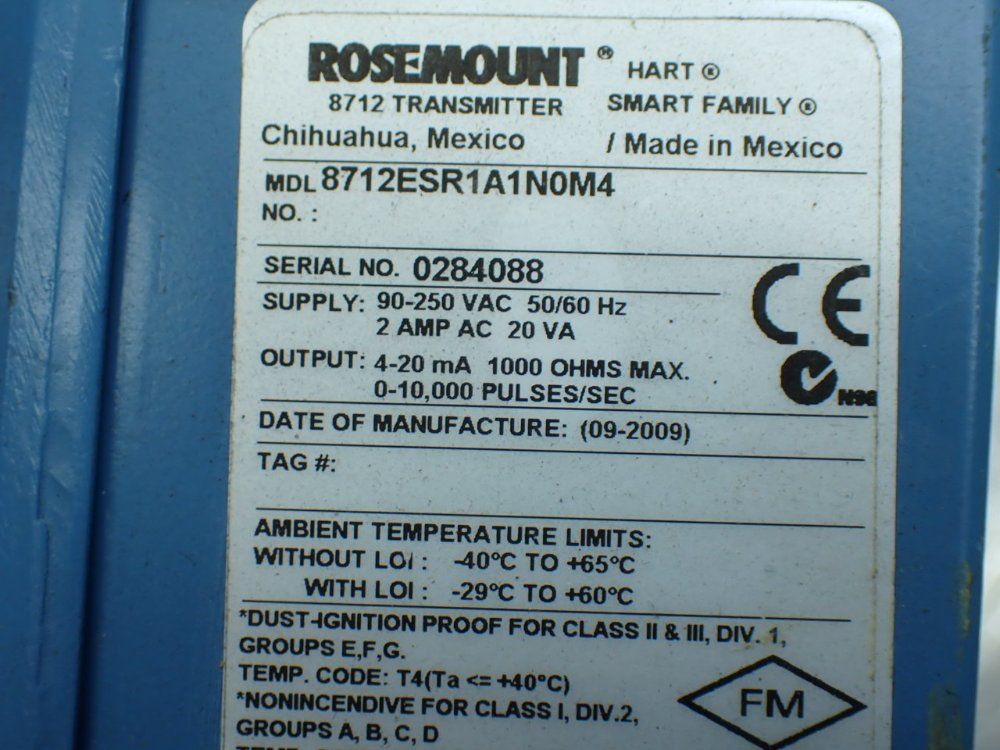 Rosemount 8712esr1a1n0m4 Magnetic Flow Meter Transmitter - 8712esr1a1n0m4