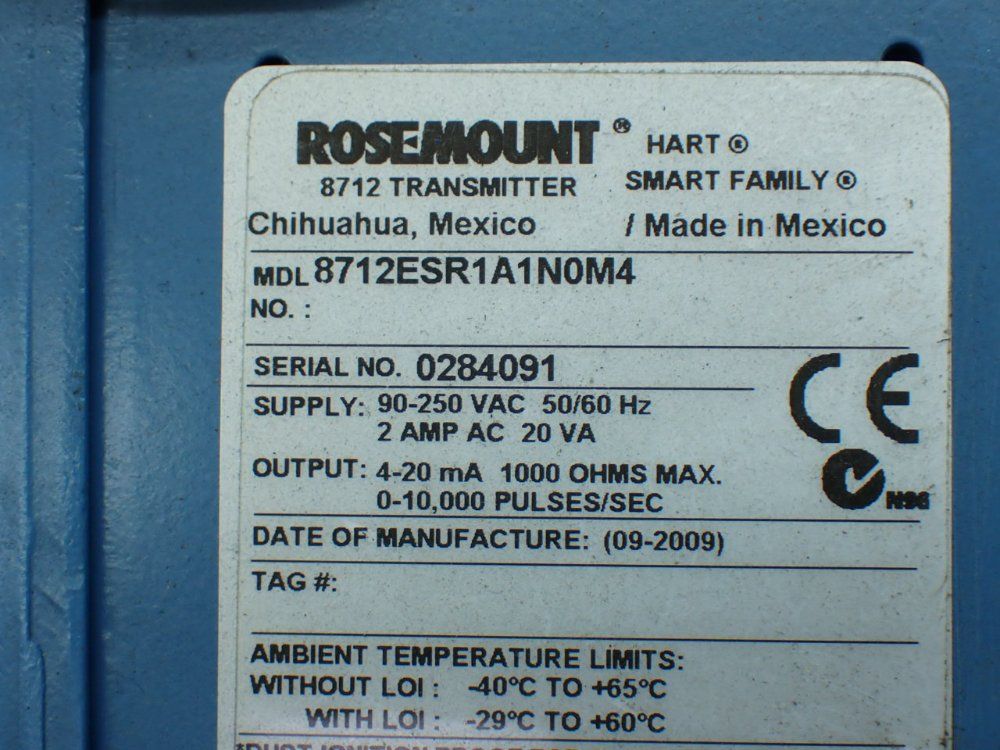 Rosemount 8712esr1a1n0m4, Magnetic Flow Meter Transmitter - 8712esr1a1n0m4