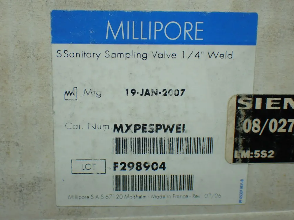 Millipore Sanitary Sampling Valve 1/4" Weld - Mxpespwel