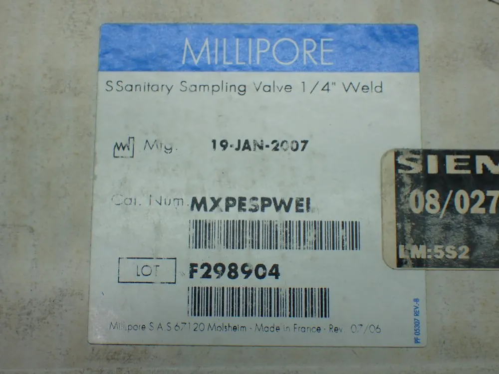 Millipore Sanitary Sampling Valve 1/4" Weld - Mxpespwel