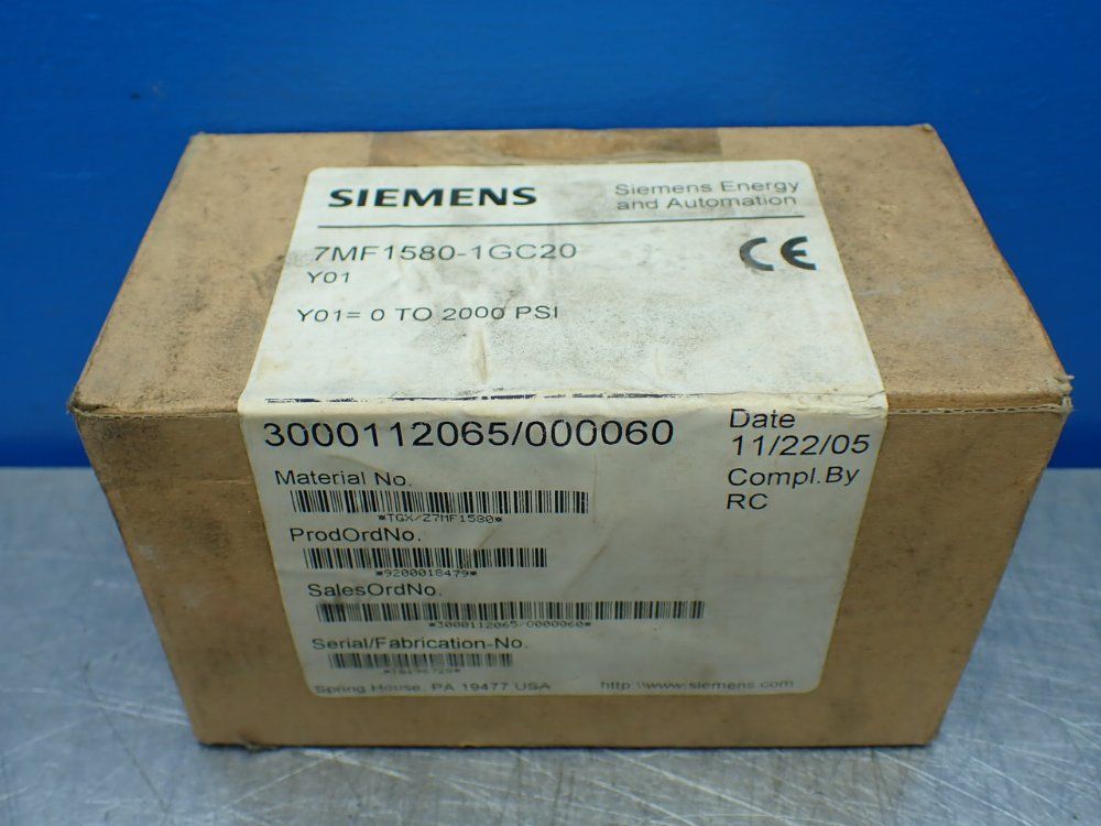 Siemens 0-2000psi Differential Pressure Transmitter. - 7mf1580-1gc20