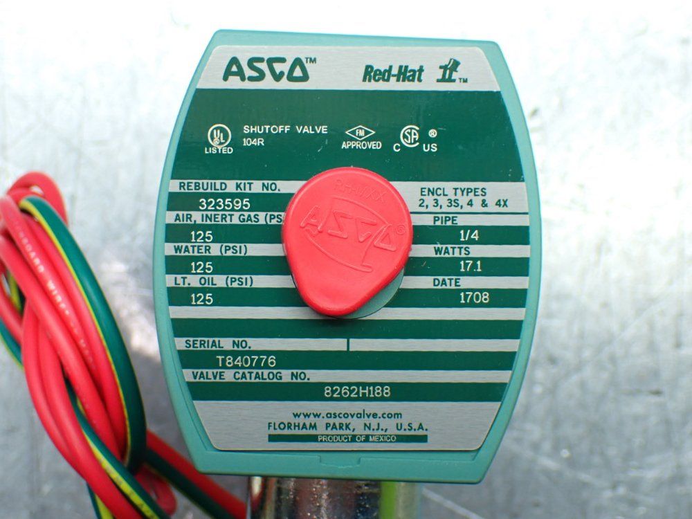 Asco 1/4" Pipe Redhat Solenoid Valve. - 8262h188