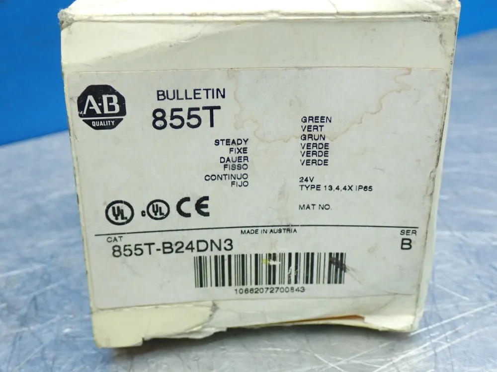 Allen Bradley 70 Mm 855t-series Steady Incandescent Stack Light - 855t-b24dn3
