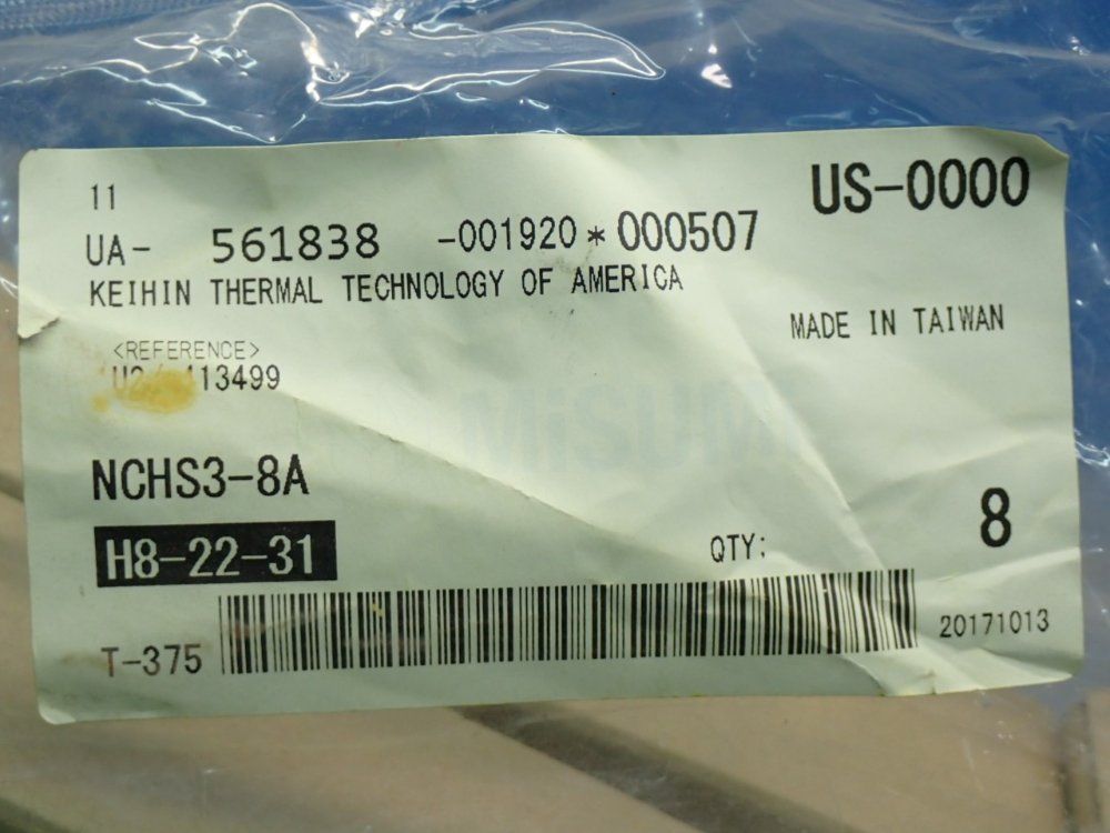 Misumi High Pressure Bellows Valve, 8pcs - Nchs3-8a