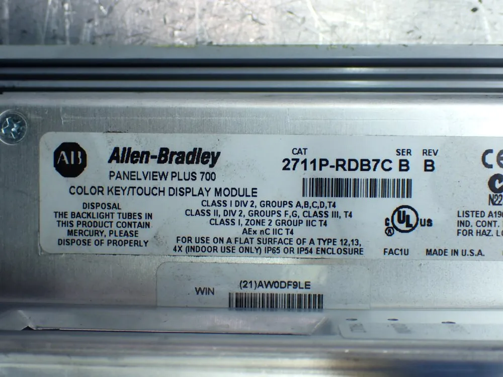 Allen-bradley Panelview Plus 700 Operator Panel - 2711p-b7c4d1