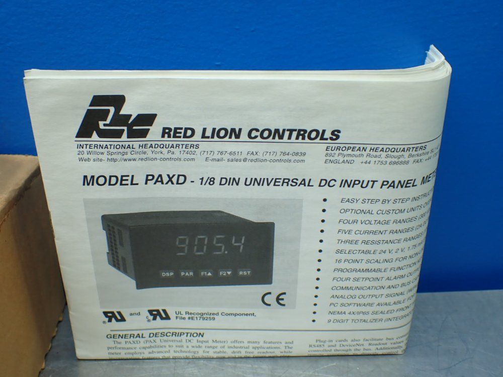 Red Lion Controls Dc Volt/current Input Panel Meter - Paxd0010