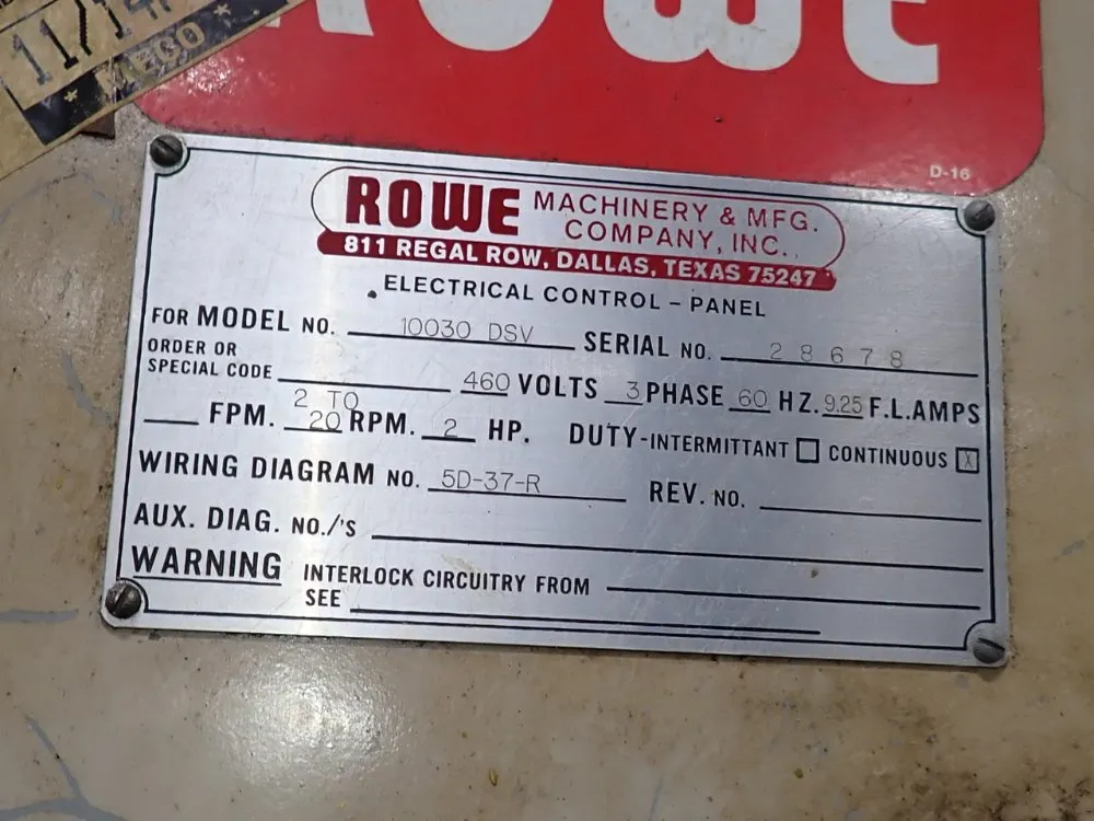 Rowe Machinery & Manufacturing Co Inc 10000 Lbs Coil Reel - 10020 Dsv