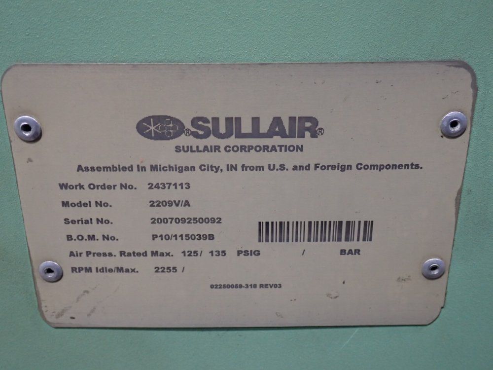 Sullair 1 Hp Air Compressor - 2209v/a