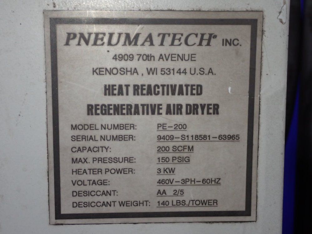 Pneumatic Inc Air Dryer - Pe-200