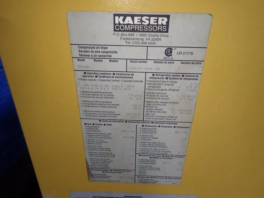 Kaeser Compressors 1 Hp Air Compressor - Krd200