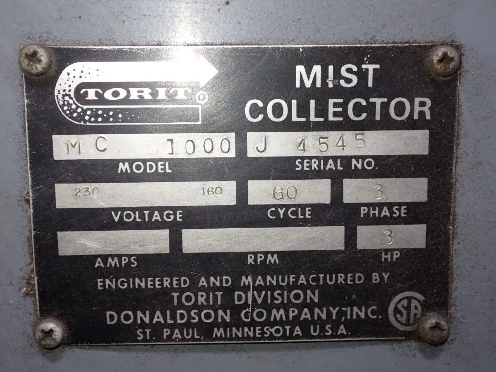 Torit Donaldson 3 Hp Dust Collector - Mc 1000