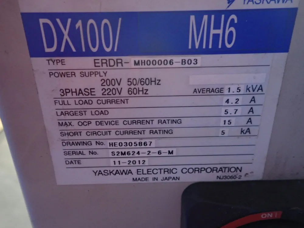 Motoman / Yaskawa Electric 1.5kva Robot - Mh6