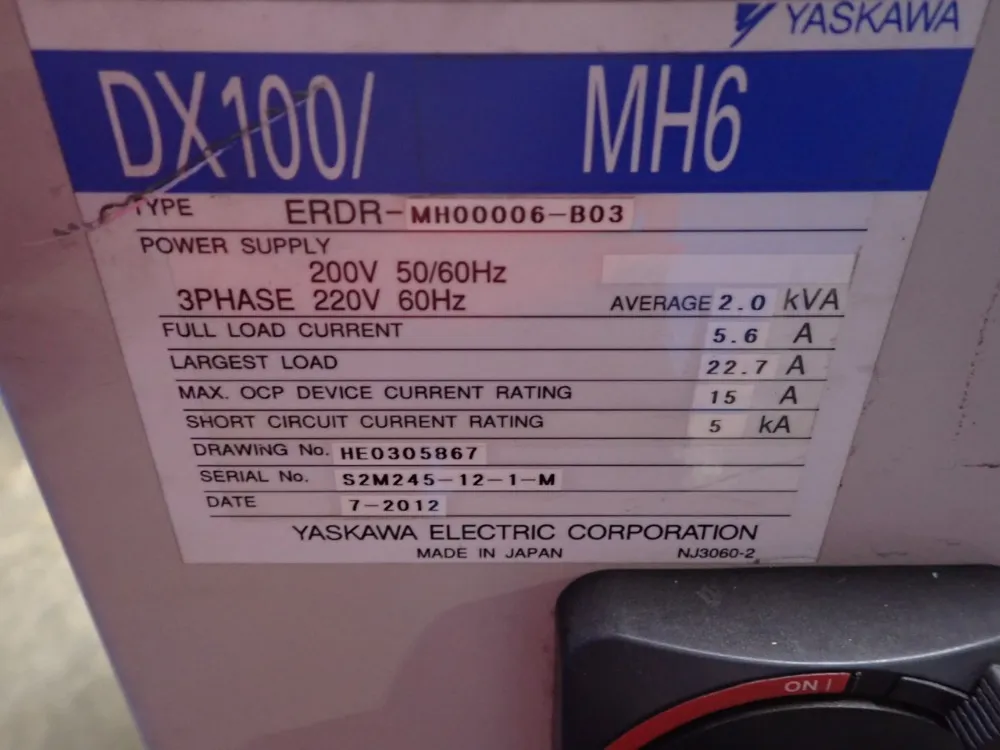 Motoman / Yaskawa Electric 2.0kva Robot - Mh6