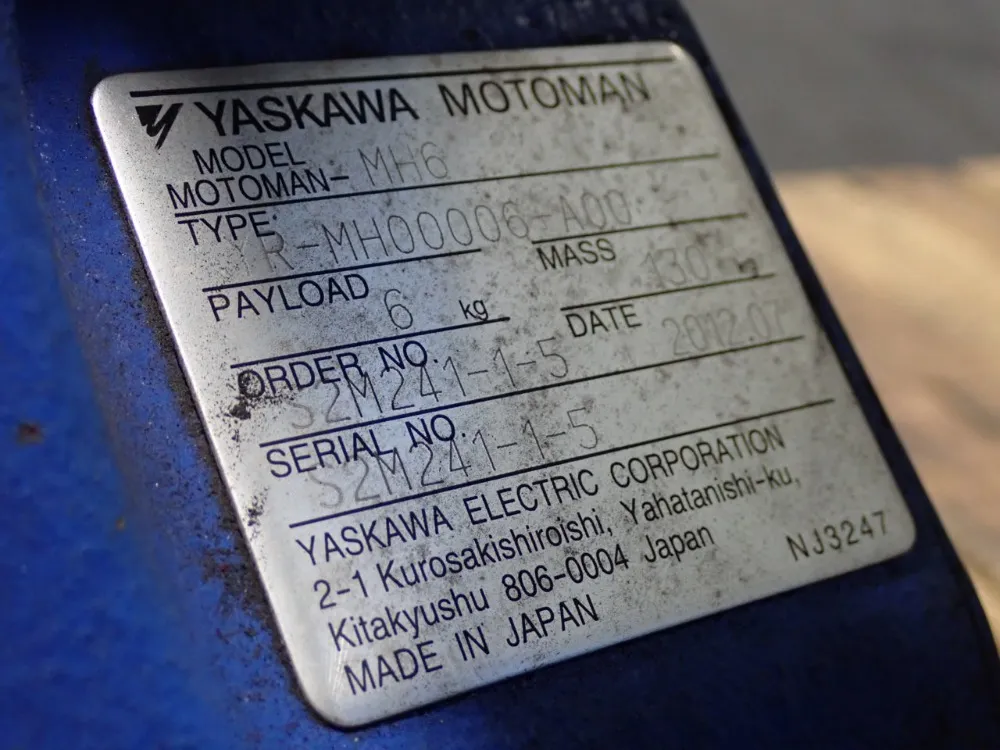 Motoman / Yaskawa Electric 2.0kva Robot - Mh6
