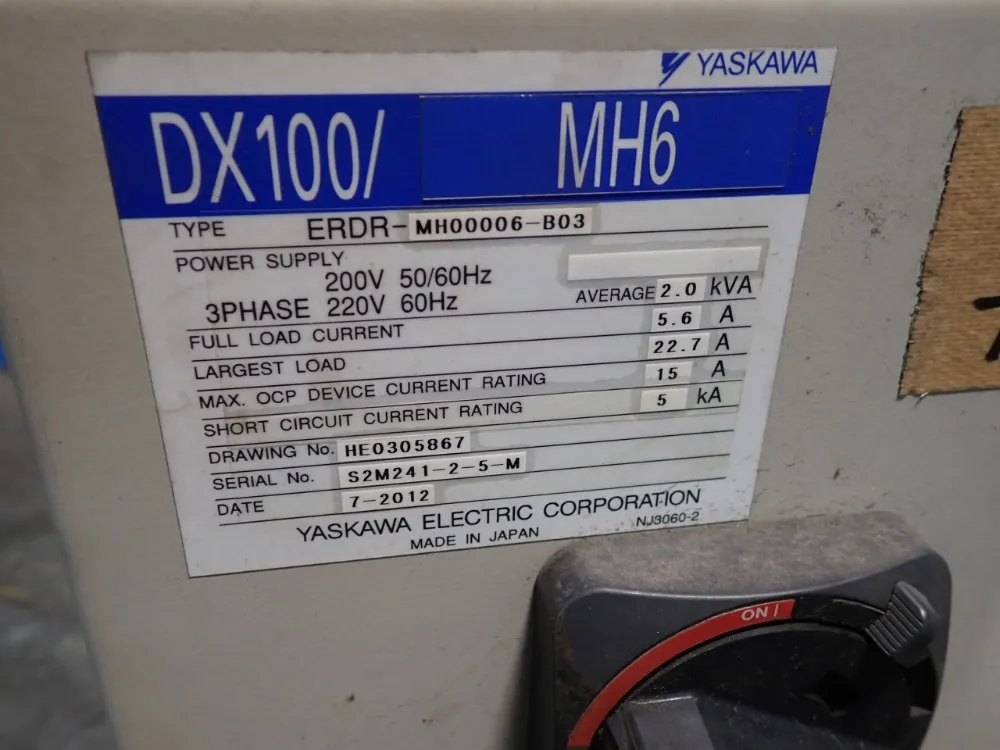 Motoman / Yaskawa Electric 2.0kva Robot - Mh6