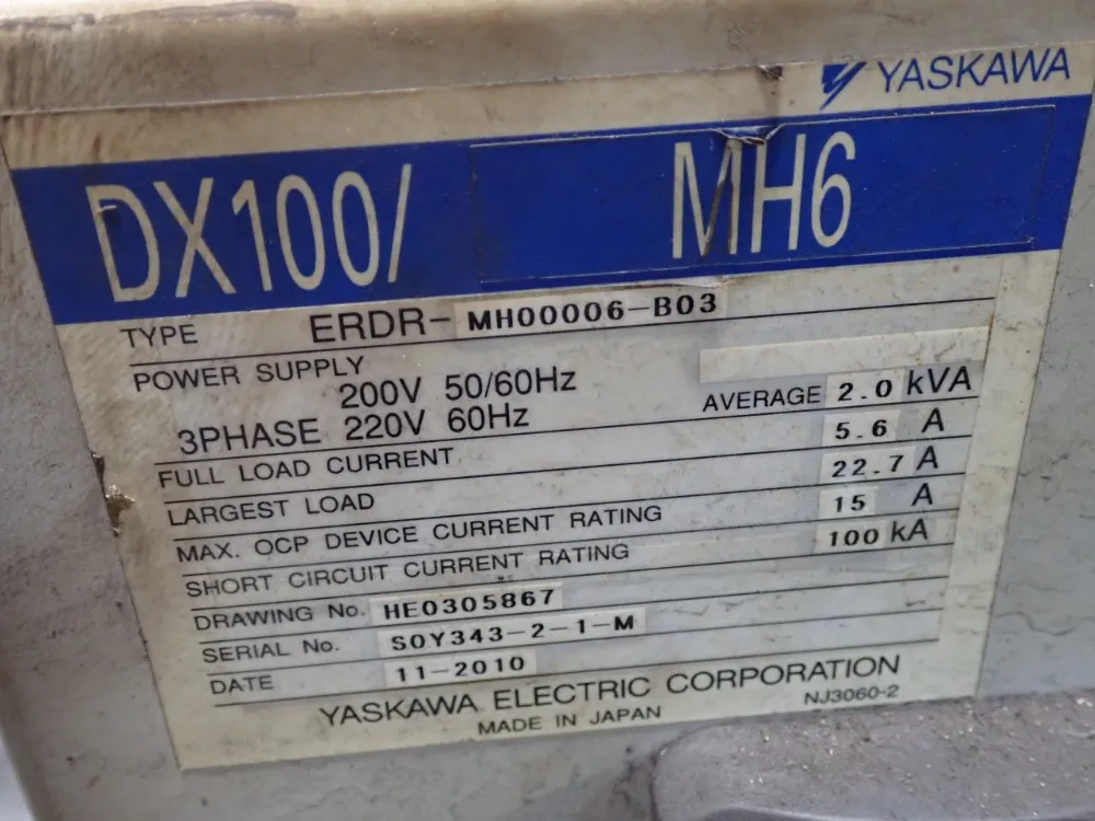 Motoman / Yaskawa Electric 2.0kva Robot - Mh6