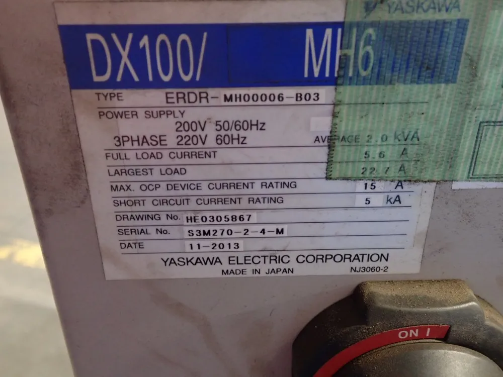 Motoman / Yaskawa Electric 2.0kva Robot - Mh6