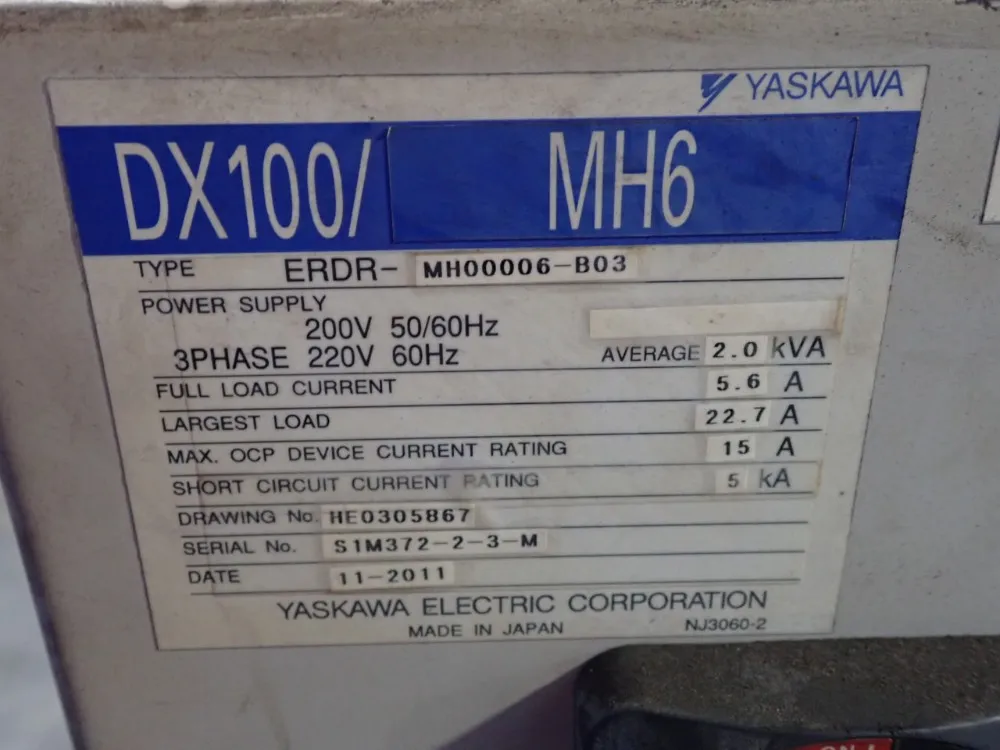 Motoman / Yaskawa Electric 2.0kva Robot - Mh6