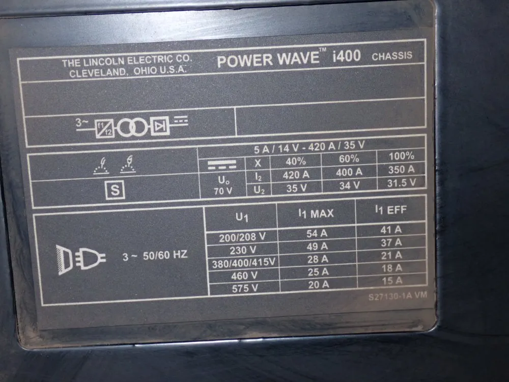 Lincoln 420 Amp Robotic Welding Power Supply - Power Wave I400