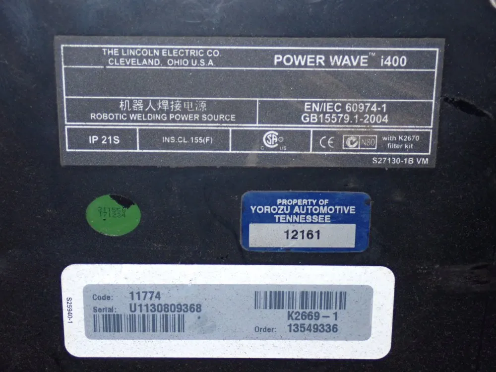 Lincoln 420 Amp Robotic Welding Power Supply - Power Wave I400